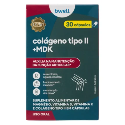 Colágeno Tipo II Bwell MDK Magnésio + Vitamina D e K 30 Cápsulas