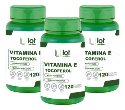 Kit 3un Vitamina e 400mg 120 cápsulas Natural sem Sabor