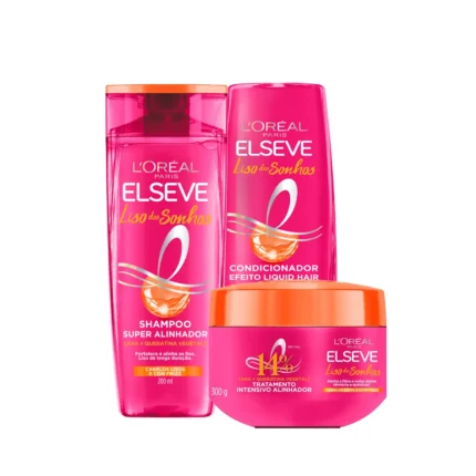 Kit L'Oréal Paris Elseve Liso dos Sonhos Shampoo 200ml + Condicionador 200ml + Creme de Tratamento 300g